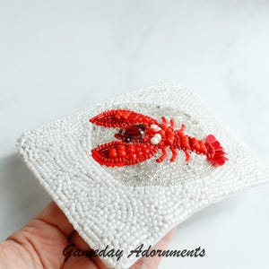 Beaded Coastal Crawfish Coin Bag, Beach Cajun Crayfish Travel Pouch Wallet, Mardi Gras Louisiana, Seafood, Fun Novelty Sports Gift