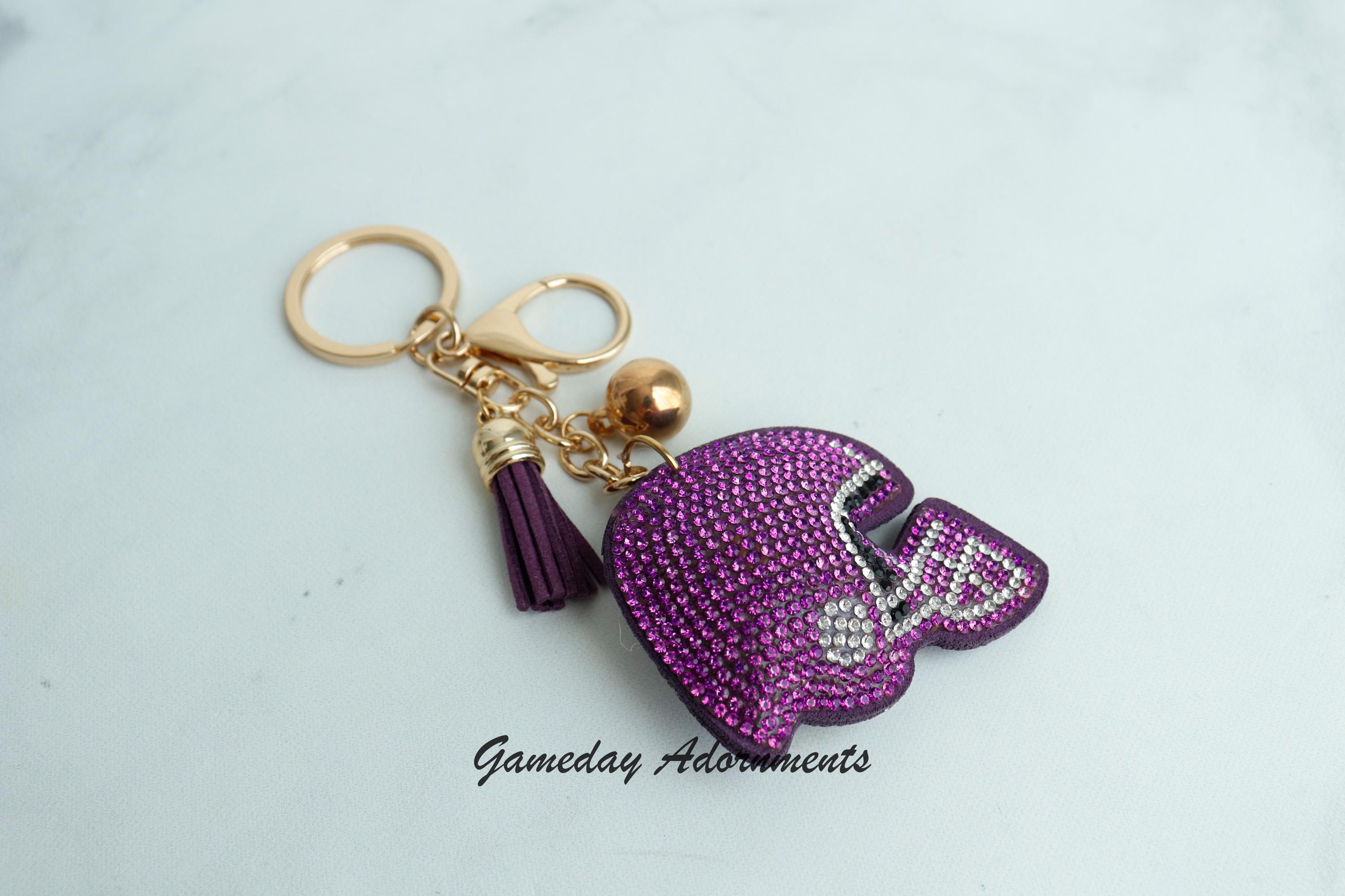 Rhinestone Purple Puffed Football Helmet Keychain, LSU Homecoming Flair ...