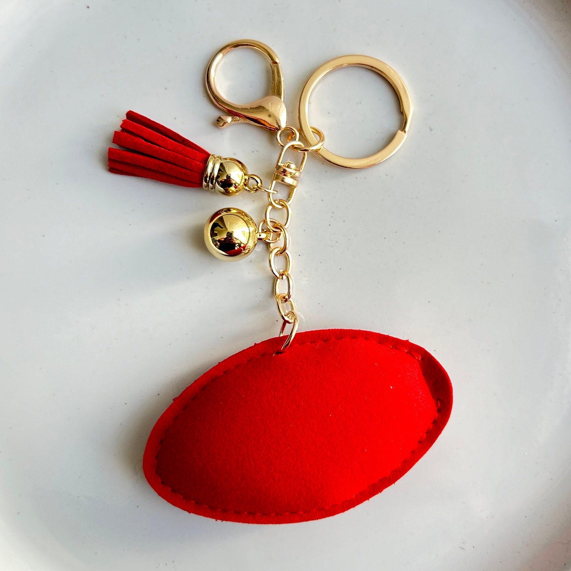 Rhinestone Bling Puffed Red Football Keychain, Homecoming Flair, Sports ...
