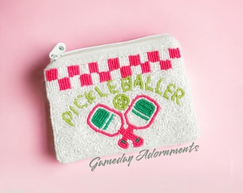 Beaded Pickleball Coin Purse, Pickle Baller Wallet, Major League, Pritchard Cup, PPA Tour, Racket Sports Gift Pickleball fashion accessories