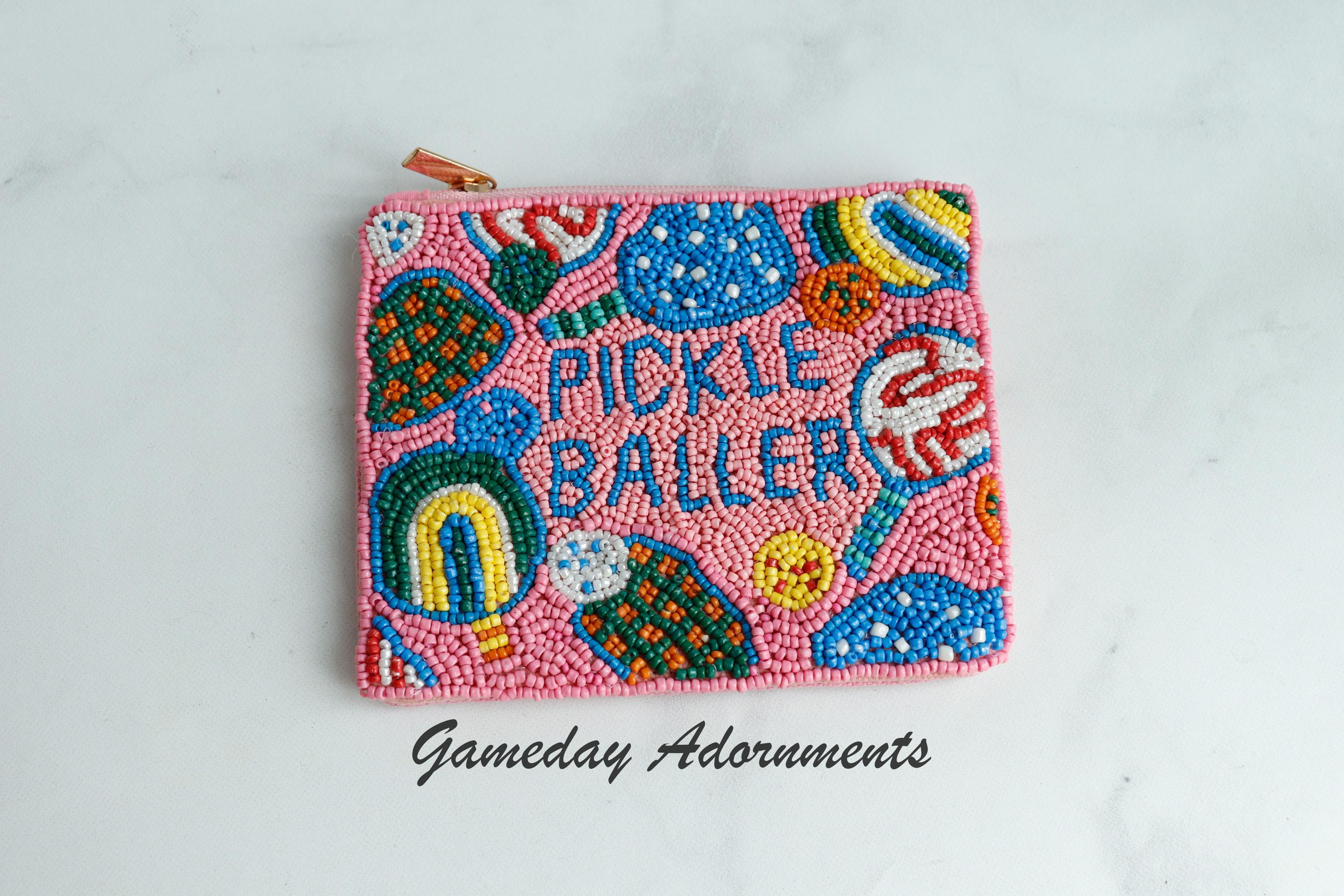 Pickleball Queen Beaded Coin Purse main image 1