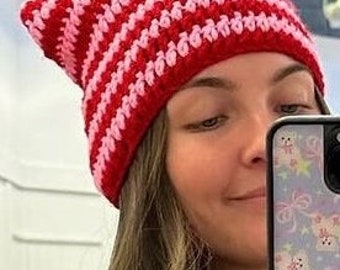 Cute & Trendy Crochet Striped Cat Ear Beanie