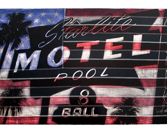 Starlite Motel Giclee met zeefdruk hoogglans