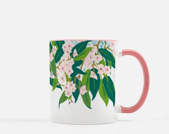 Mountain Laurel mug, floral mug, florist mug, gift for her, boho flowers, bouquet mug, flower garden, gift for gramma