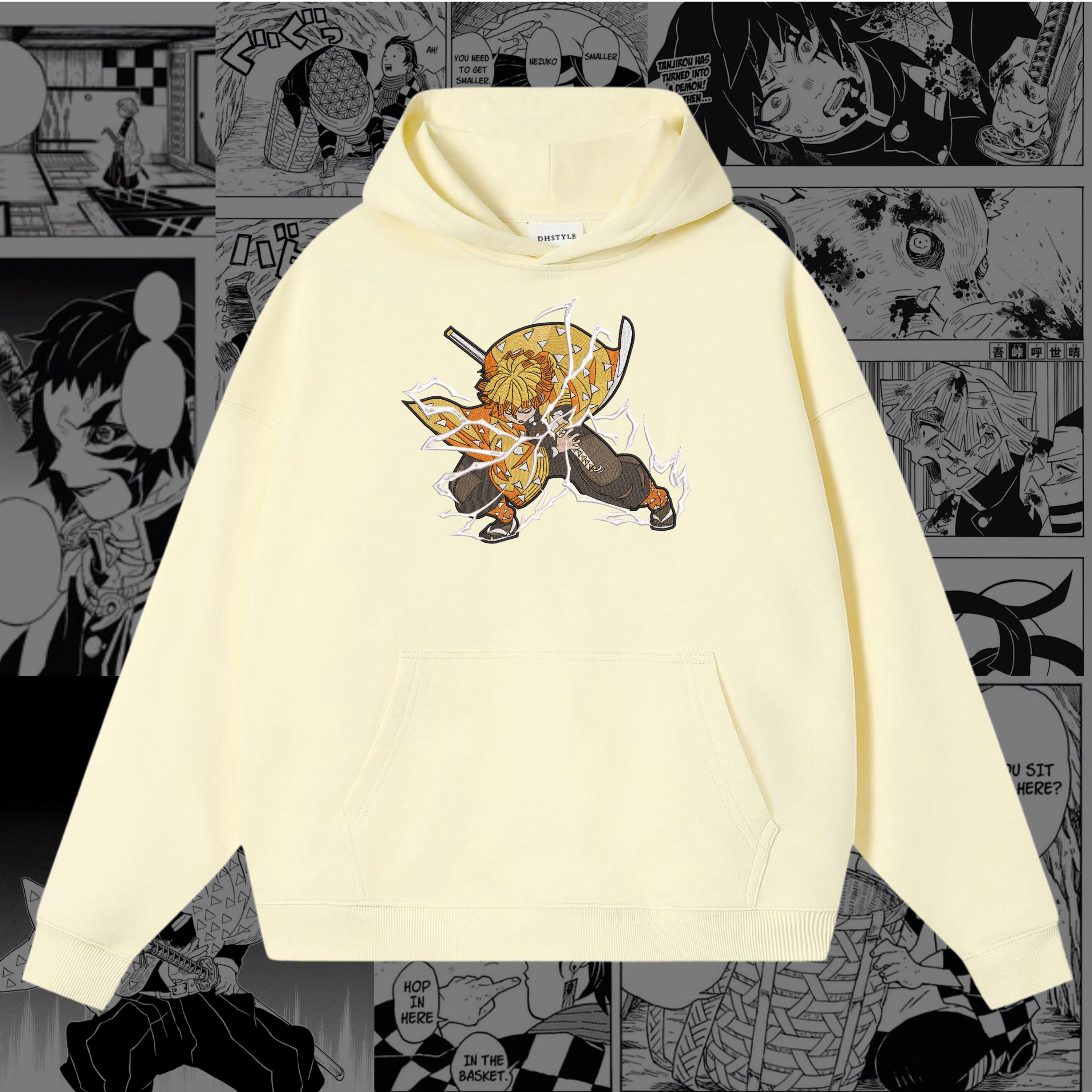 Zenitsu Embroidered Oversize Hoodie | Demon Slayer | Kimetsu no Yaiba