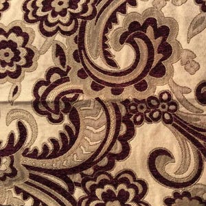 Floral Pattern Upholstery Fabric, Cut Velvet Floral Design, Luxury Wine Color 56&quot;Wide Furniture Fabric, Pillow Fabric Home Decor Top Fabric