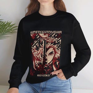 Rengoku Demon Slayer Kimetsu no Yaiba anime Manga sweatshirt Gift for her Gift for friends Funny gift  Webtoon Unisex sweatshirt