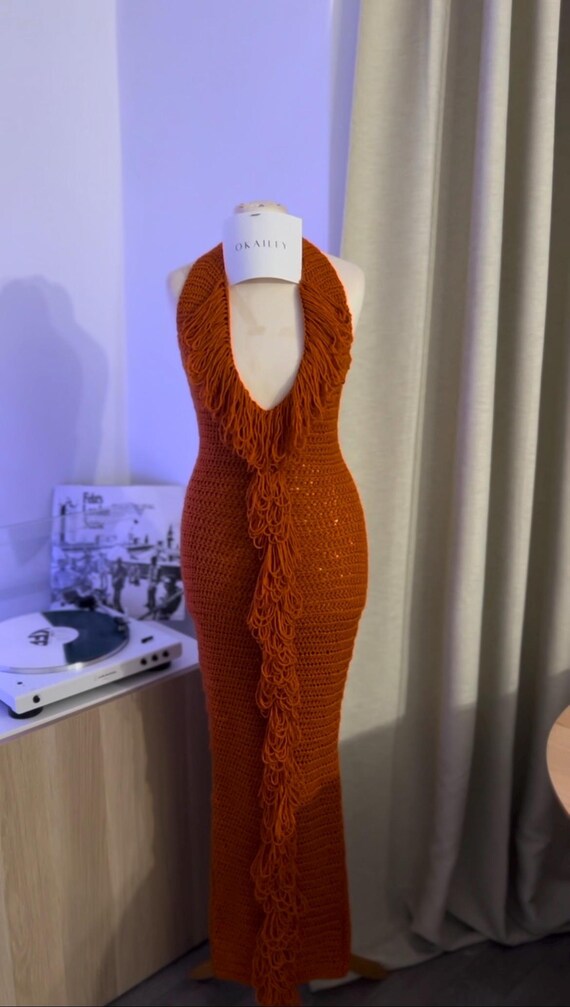 white christmas dresses Melissa Crochet Midi Dress in Rust Rust / Medium main image 1