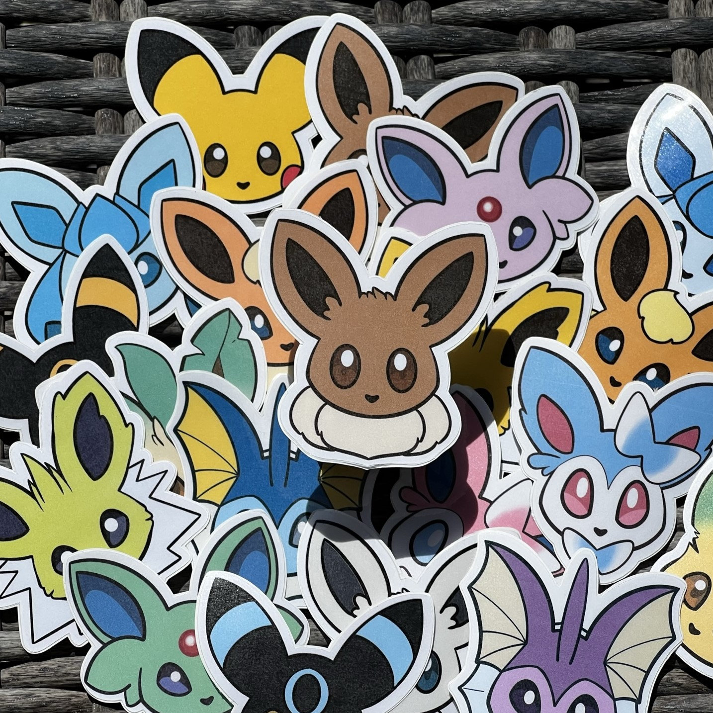 手作りポケモン イーブイ進化系ステッカーセット – 光沢またはマット 