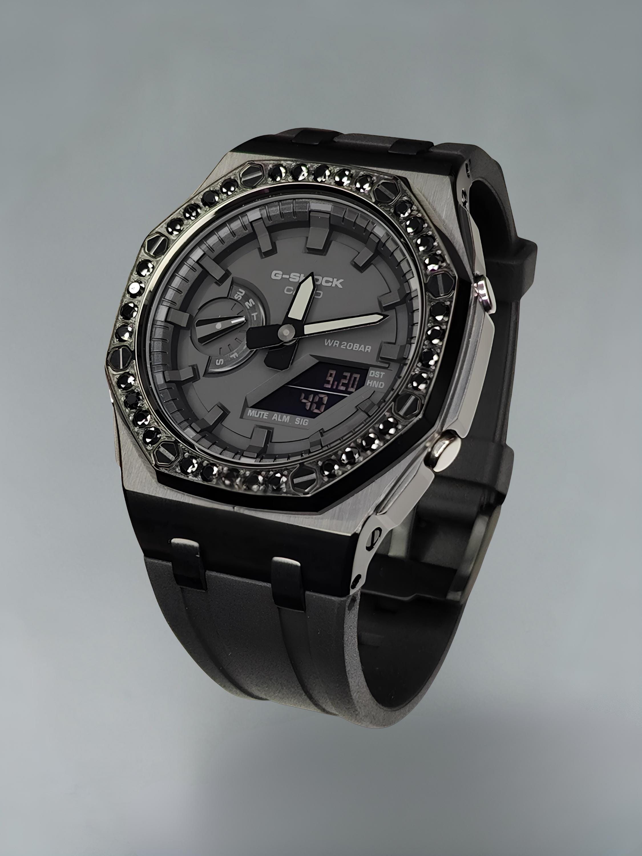 カシオ G-Shock GA2100 – ダイヤモンドディープブラック | カスタム 