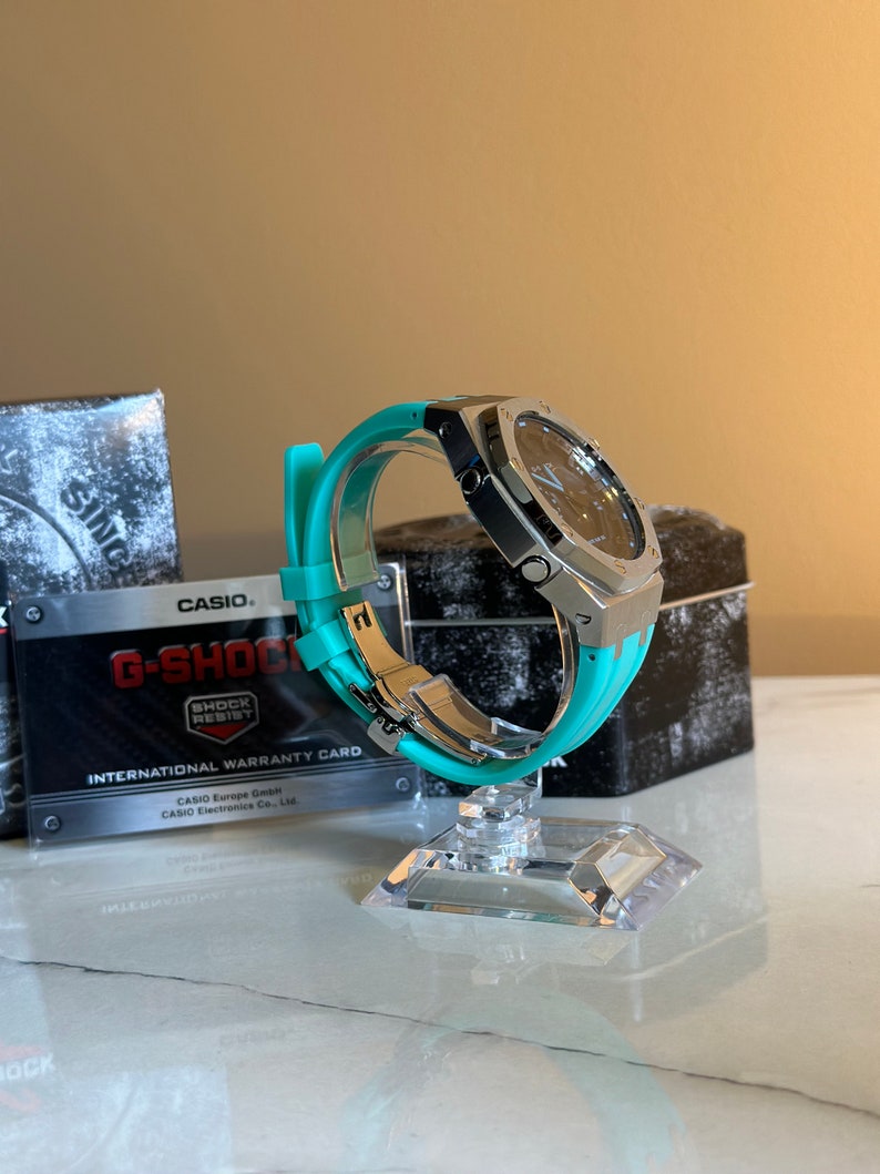 Kit Customisation Bleu Clair Pour Casio G-Shock GA-2100 / GA-B2100 | Boîtier Acier, Bracelet Caoutchouc