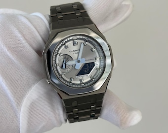 Casio G-shock GA2100 – Metal Grey Mirror Polish Custom Casioak