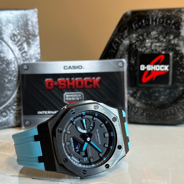 Montre Casio G-Shock Oak - Black Blue - GA-2100 custom Casioak 44mm