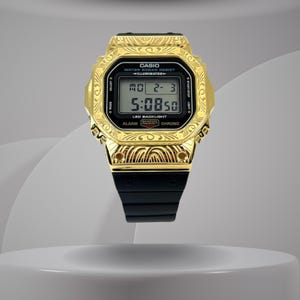 Casio G-Shock DW5600 – Gold Black Pattern | Custom Casioak | Men&#39;s watch | Mod premium | Men&#39;s Gift | Custom watch | Modded G-Shock