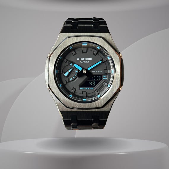 Montre G-Shock GA-2100-1AER Casioak Custom - Noire, Analogique-digitale, Résistance 200m