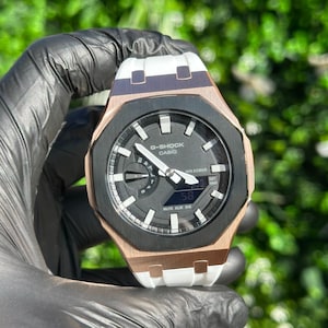 Casio G-Shock GA2100 – Black White Rose Gold | Custom Casioak | Men&#39;s watch | Mod premium | Men&#39;s Gift | Custom watch | Modded G-Shock
