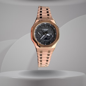 Casio G-Shock GA2100 – Rose Gold Mirror Polish | Custom Casioak | Men&#39;s watch | Mod premium | Men&#39;s Gift | Custom watch | Modded G-Shock