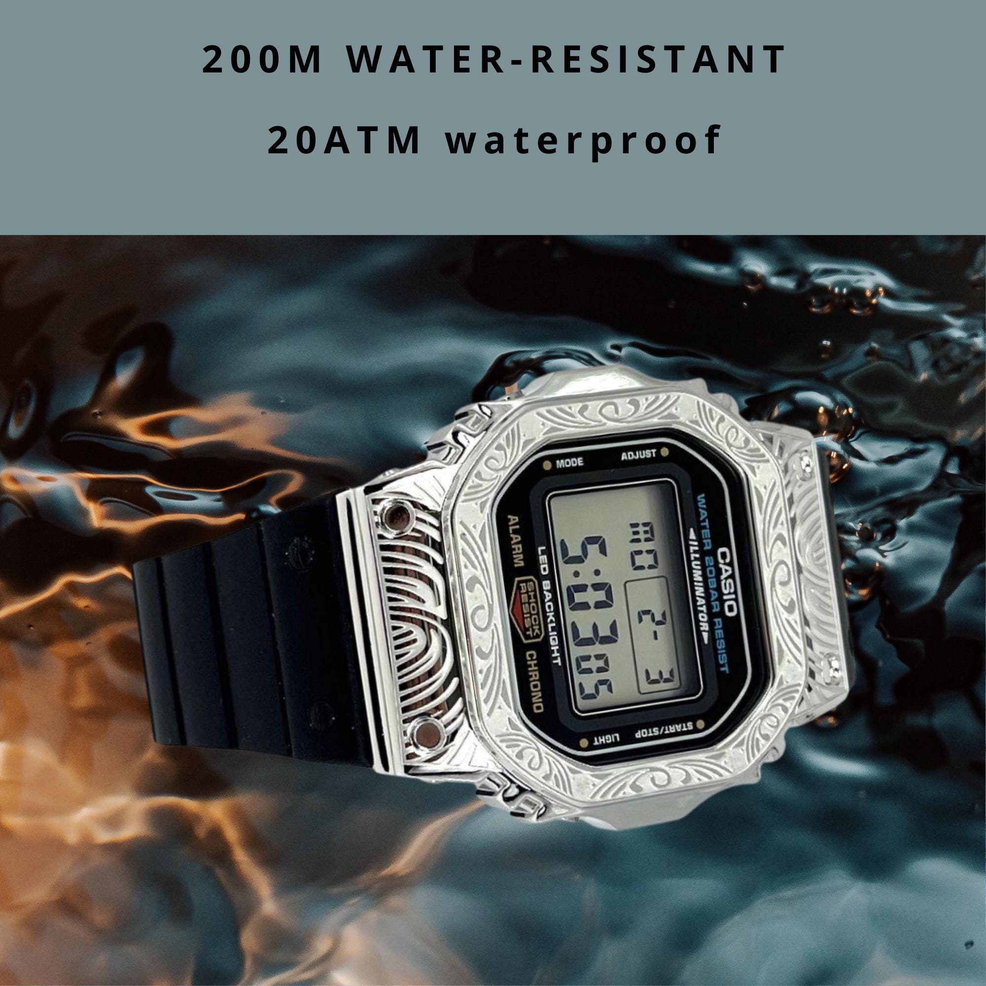 Casio G-shock DW5600 – Silver Black Pattern | Custom Casioak