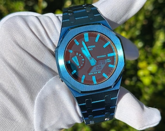 カシオ Mod カスタム GShock GA2100 ブラック & レインボー - 高品質