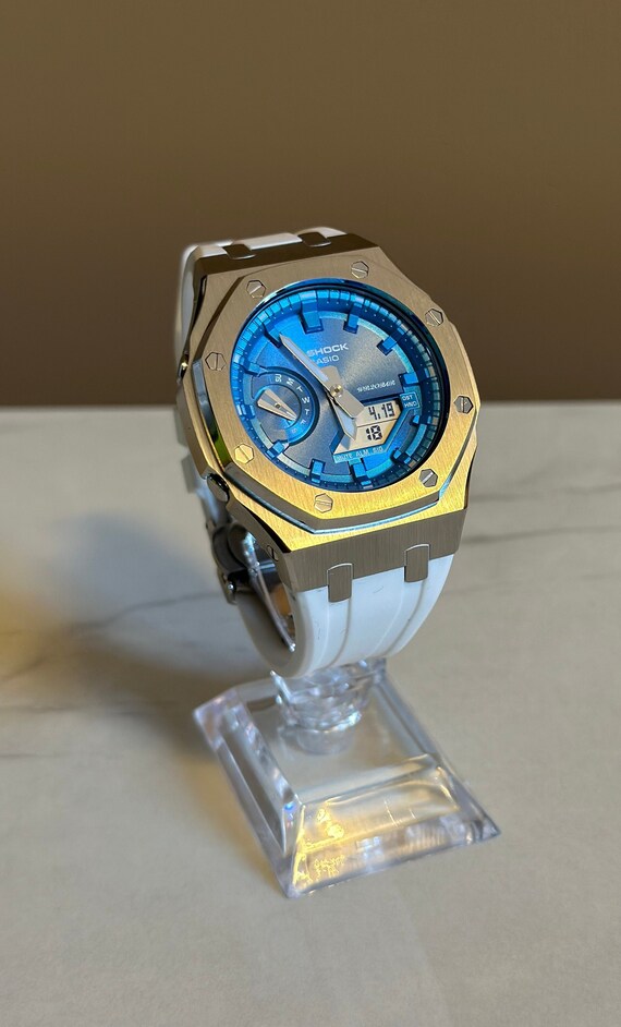 Casio G shock Oak White Blue GA 2100 Custom Casioak Men s Watch Etsy Canada