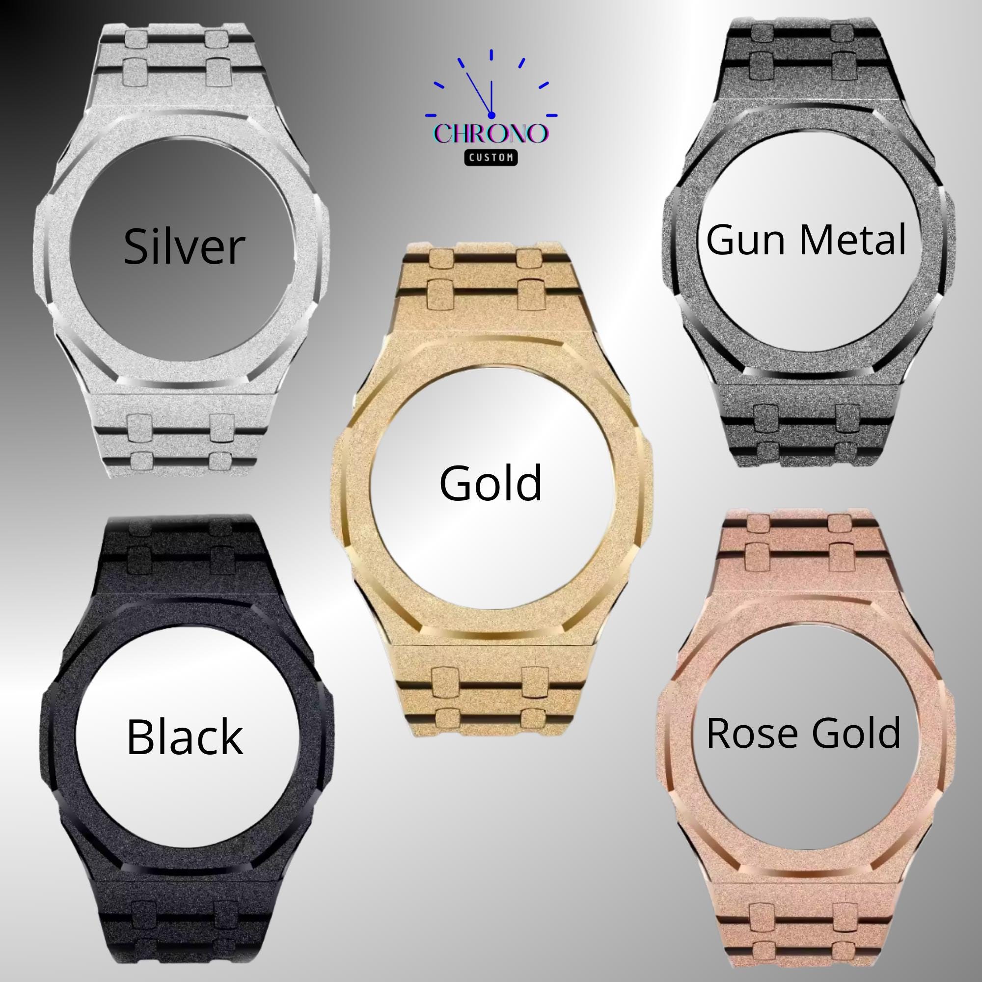 Montre G-Shock GA-2100 Casioak Customisée - Boîtier Et Bracelet Acier Inox Argenté, Mouvement Quartz, étanche 200m, Neuve