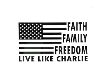 Live like Charlie Faith Family Freedom God Family County American Flag 4 options Proceeds go to TPUSA Erika Kirk Ornaments keychain bookmark