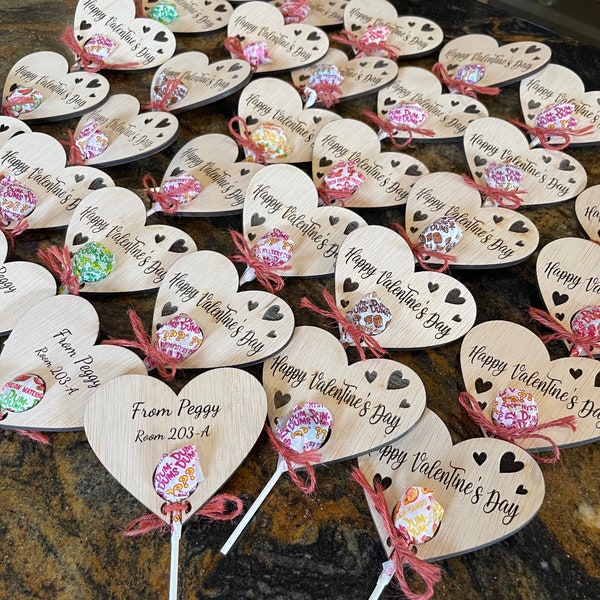 Actual Valentine's Day Sucker Gift Card Holder with Sucker and Custom name or message engraved on back