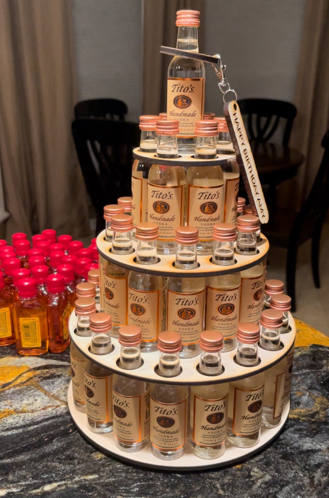 BIG 36 Mini Bottle 4 Tier Fireball or Titos Cake Style Display, Alcohol ...