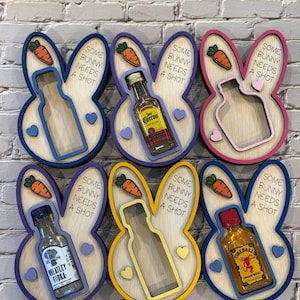 Alcohol Bottle Gift Shot Box, Liquor gift Men or Women, Adult Easter present NO ALCOHOL INCLUDED. display only Bunny shot 10 styles & colors