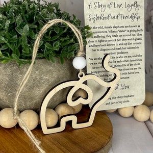 The Circle A story of love and loyalty Elephant ornament gift Sisterhood & Friendship Made of finished maple wood w/ card, cotton pouch image 8