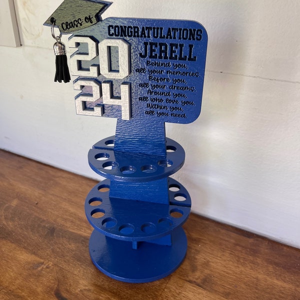 Porta billetes de graduación 2025, pastel de dinero de graduación escalonado con 24 agujeros, personalización gratuita y elección de color. Fabricado y enviado desde EE. UU.