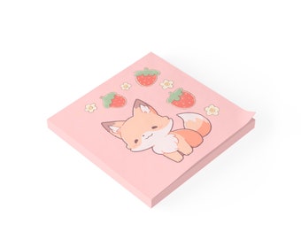 Stickers adhésifs kawaii fraise renard l cottagecore l adorable l Bloc-notes Post-it®