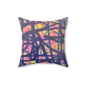 Abstract Graffiti Art Pillow,  Modern Accent Cushion, Contemporary Home Decor, Artistic Room or Dorm Statement Piece