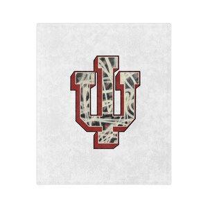 Indiana University Blanket, Custom Graffiti Logo, Velveteen Microfiber, Hoosiers College Colors, Personalized Dorm Decor, School Spirt