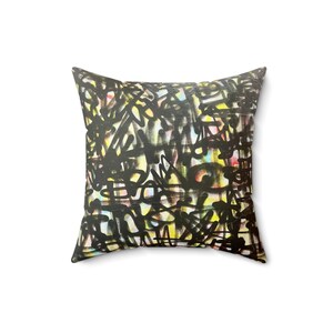 Abstract Graffiti Art Pillow,  Modern Accent Cushion, Contemporary Home Decor, Artistic Room or Dorm Statement Piece