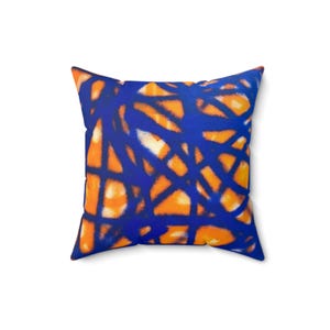 Abstract Graffiti Art Square Pillow, Modern Accent for Home Decor, Spun Polyester Cushion with Zipper, Gift for Art Lovers.