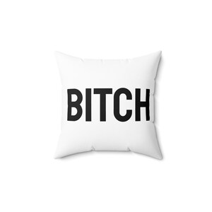 Square Pillow, Bitch Bed Pillow, Accent Pillow, Irony Dorm Home Decor, Funny Cushion, College Humor Gift, Sassy Throw Pillow