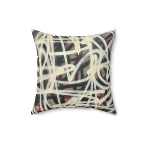 Abstract Graffiti Art Pillow,  Modern Accent Cushion, Contemporary Home Decor, Artistic Room or Dorm Statement Piece