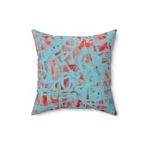 Abstract Graffiti Art Pillow,  Modern Accent Cushion, Contemporary Home Decor, Artistic Room or Dorm Statement Piece