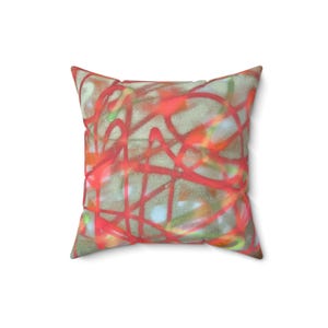 Abstract Graffiti Art Pillow,  Modern Accent Cushion, Contemporary Home Decor, Artistic Room or Dorm Statement Piece