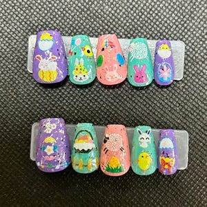 pastel rainbow easter press on nails