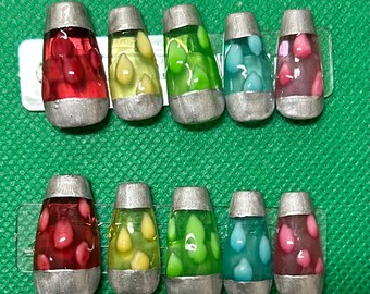 rainbow lava lamp press on nails