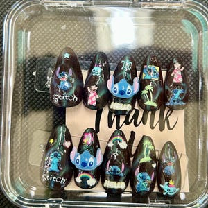 cat eye Lilo and Stitch press on nails