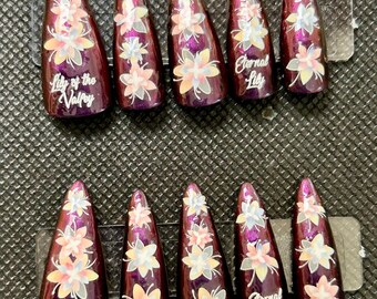 purple shimmer lilly press on nails