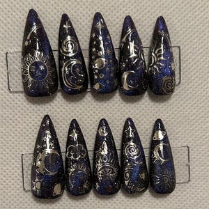 unhas de gato azul celestial press on