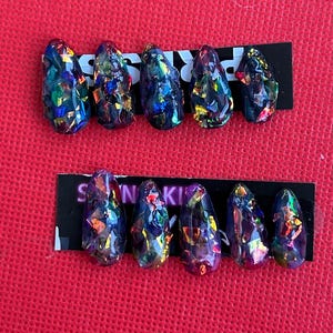 abstract rainbow design press on nails