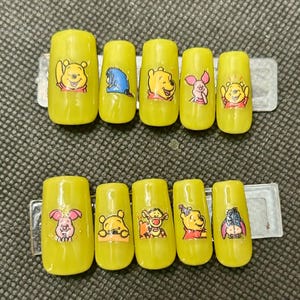 mustard Winnie the Pooh press on nails