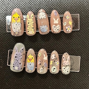 speckled eggshell thermal easter press on nails