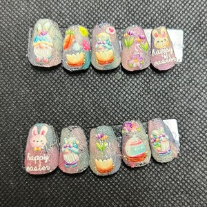 real flower petal easter press on nails