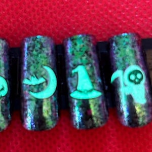 Metallic rainbow ombré Halloween press on nails